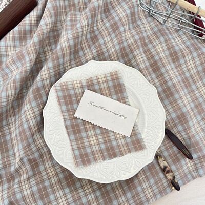 日系森系蓝咖格纹肌理JK制服布