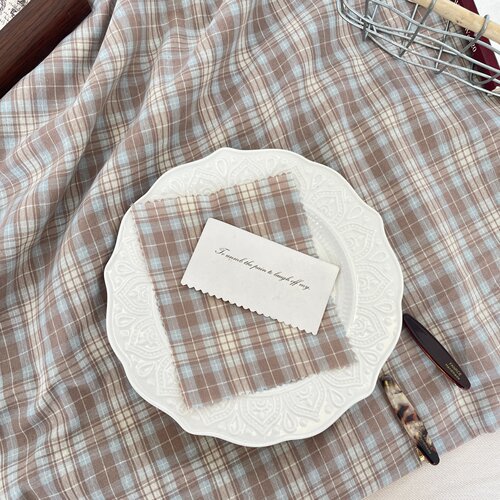 日系森系蓝咖格纹肌理JK制服布