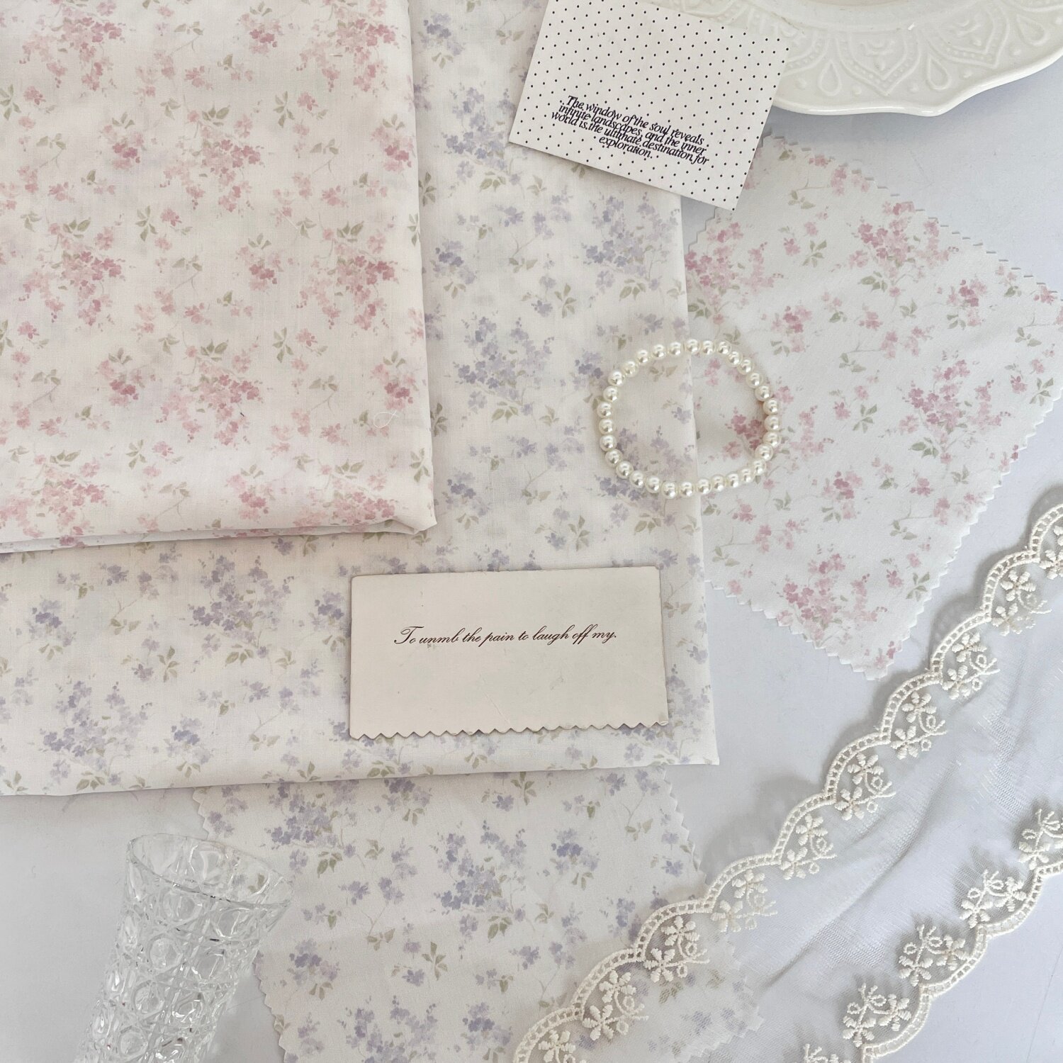 低饱和小碎花印花面料 亲肤柔软 做汉服 洛丽塔 家居服 文艺布料