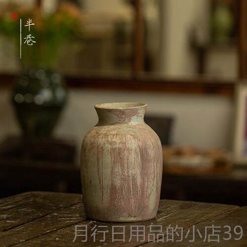 正品景德水培陶瓷花装瓶复古镇水养花器翡翠绿花粗陶客厅插摆件饰