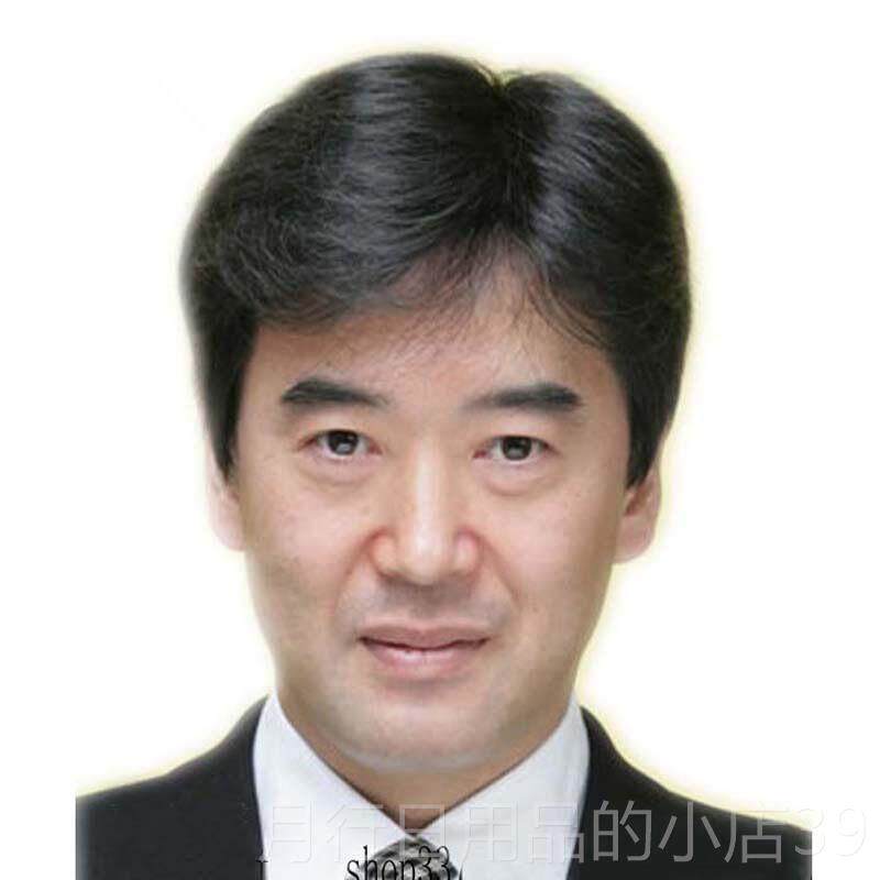 正品真人发丝中老帅年发假真发套中年士假发短发男气爸爸短直发男