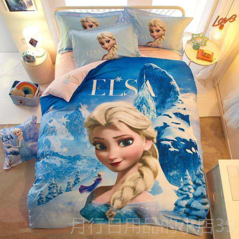 正品迪士尼全卡通四套女孩 美人鱼儿件童三件棉套3D纯公主棉床上