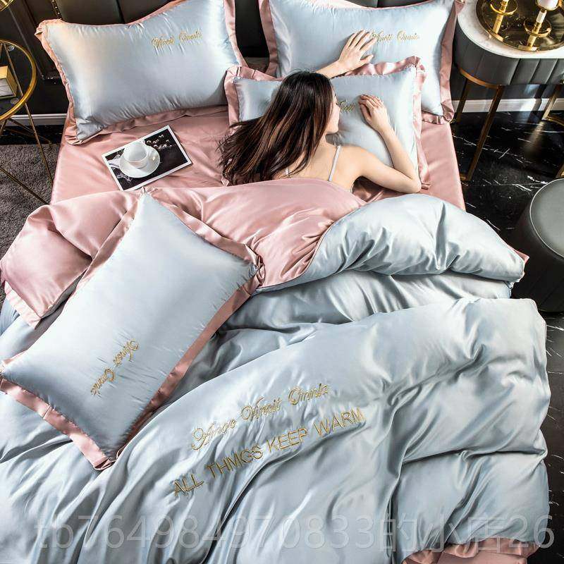 正品网红款上水洗真丝丝四三件冰套床用品欧式丝滑被套床单笠夏季