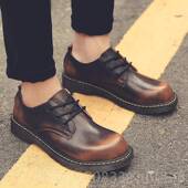 真皮英伦男风皮鞋 马丁头鞋 覆古圆2头休闲鞋 男士 正品 大大码 023新款