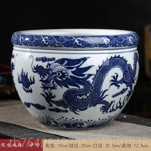 正品号景德镇陶瓷青花鱼缸大养鱼盆睡荷花金缸乌龟缸碗莲莲盆客厅
