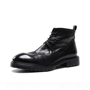 短 皮洗靴靴休闲皮鞋 正品 GESHI爱革仕高档马I皮马丁复古水高帮男士