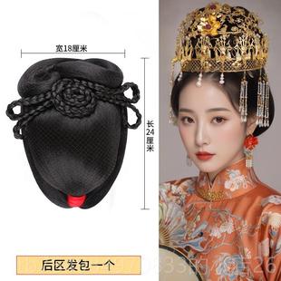 正品明制宋制脑后区发包汉一体式演新娘假发唐风服后勺古装造型出