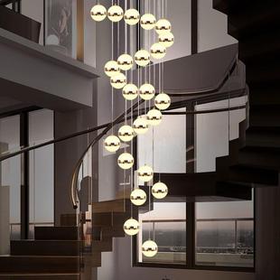 中山古镇现代简约楼梯长吊灯led别墅复式 楼梯灯公寓旋转中空吊灯