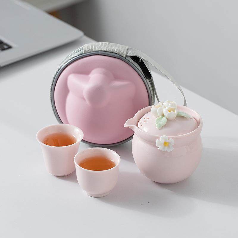 便携式旅行茶具小套装粉色精致女士泡茶壶茶杯户外简易露营快客杯,鲜花速递/花卉仿真/绿植园艺,割草机/草坪机,淘宝优惠券,粉丝福利购,淘宝优惠卷