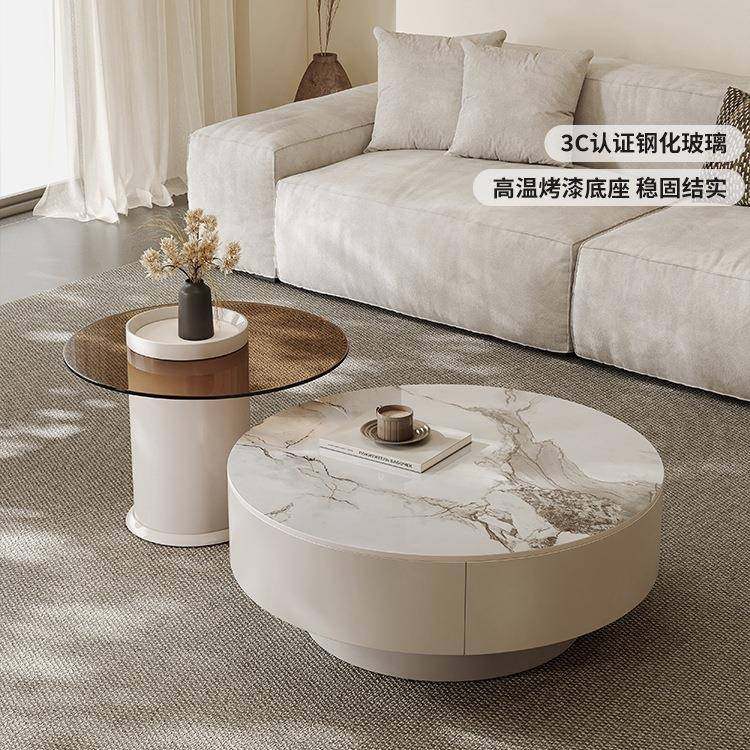 圆形岩板茶几小户型客厅家用现代简约奶油风茶几桌创意极简轻奢,五金/工具,五金工具箱/五金收纳箱,淘宝优惠券,粉丝福利购,淘宝优惠卷