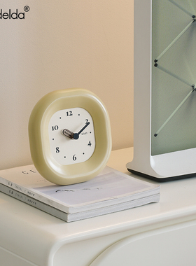 Mandelda法式奶油风家居座钟客厅玄关电视柜台式时钟装饰桌面摆件