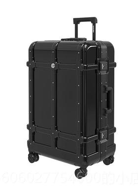 in码s网红行李拉箱学生住校黑色箱子20寸个性密杆箱2YWD-2146铝框