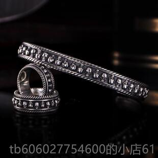 VULCNNSX伏尔骷髅手镯男纯银A网红机车流行哈雷手欧美手工甘骷髅
