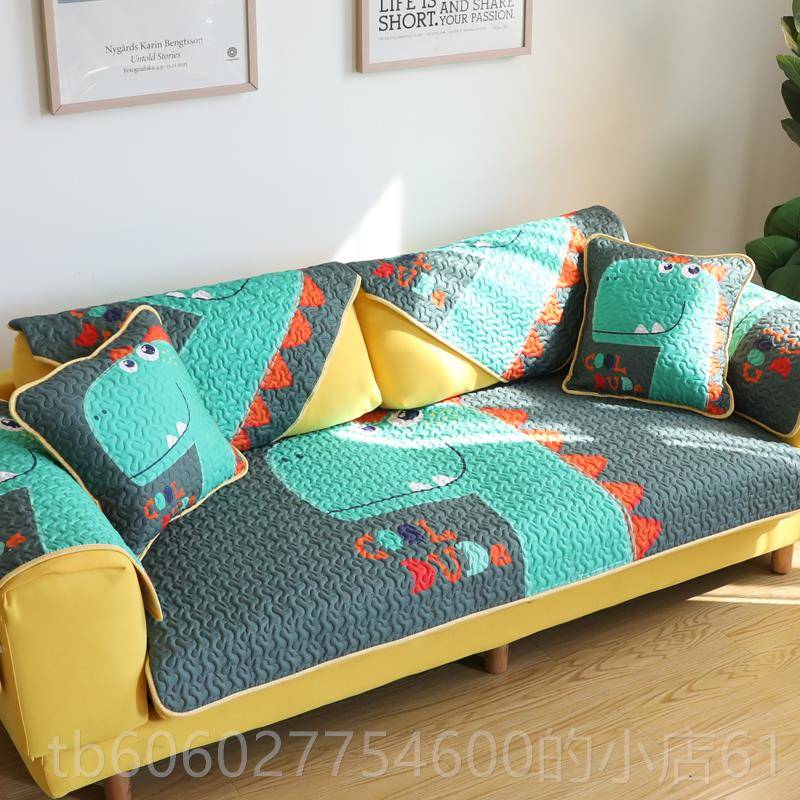 季雨朵 意UIL卡通恐全棉沙发垫布艺防龙滑四通用纯棉沙发巾套创罩