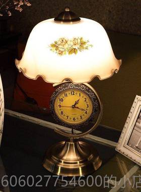 护眼学习灯英怀复伦古台灯卧室灯带一钟表68014体欧式旧创意少女