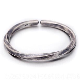 高档银手镯99纯9足心银男女情侣古法手工斯白银手环莫比乌实维京