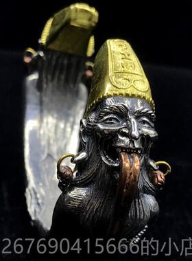 高档男手款气黑白无常开口霸镯925S纯银七爷一见生财八爷天下太平