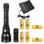 高档P70潜水强光手电筒LED可充合黄白光赶海超亮远金射水电下打鱼