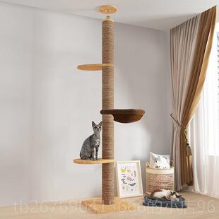 高档爬架通天猫跳台树顶天立地猫抓柱柱猫窝猫猫一体实木通顶猫架
