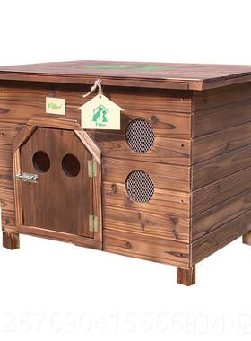 高档FIB木ER博碳化实木外室内平户顶狗窝狗屋猫窝狗笼宠物窝狗范