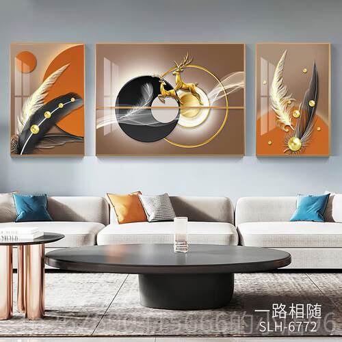 高档厅简装饰画轻奢高级感抽象三联画客弘墙画现代约沙发背景墙胜