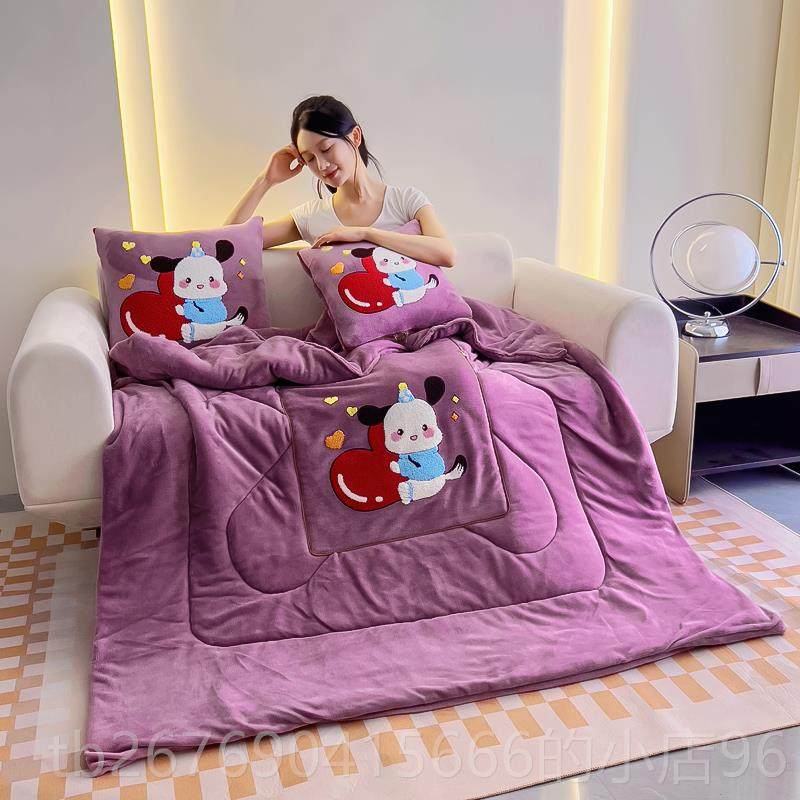 高档2025冬季枕加厚保暖抱被两牛奶绒用毯子公办室午睡汽车载枕二