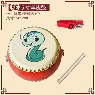 高档牛皮鼓小鼓儿童锣具鼓幼儿园打击玩乐鼓器婴儿手敲拍打儿童节