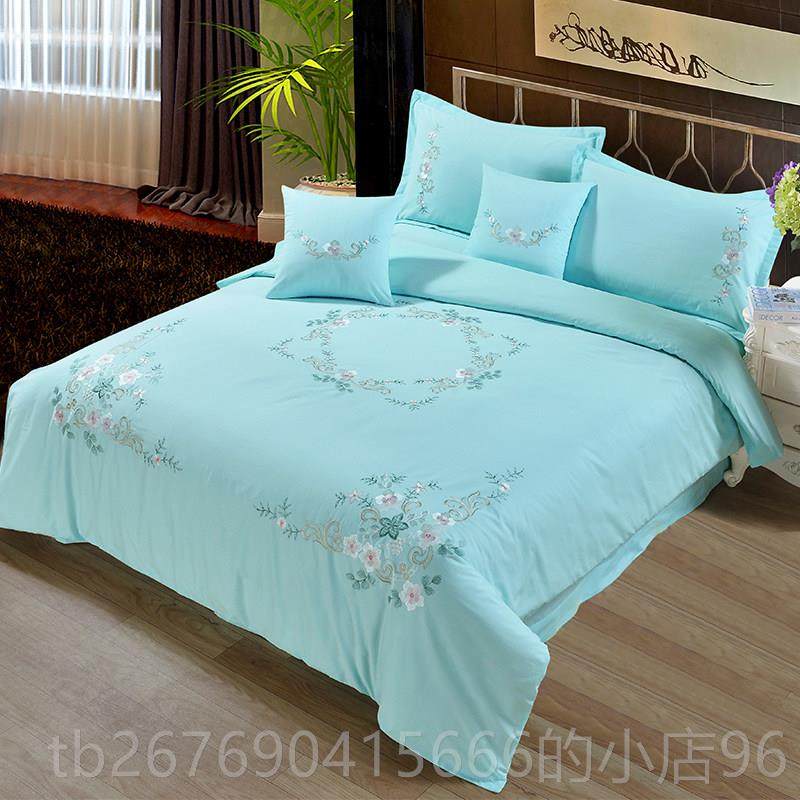 高档威鸣 纯棉刺绣清纯被套四件套用简花约绣全床单枕棉头套床上,床上用品,床品套件/四件套/多件套,淘宝优惠券,粉丝福利购,淘宝优惠卷