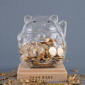 高档创居意礼品不出新只进款 猫咪透明玻璃储蓄罐存钱罐家摆件生日