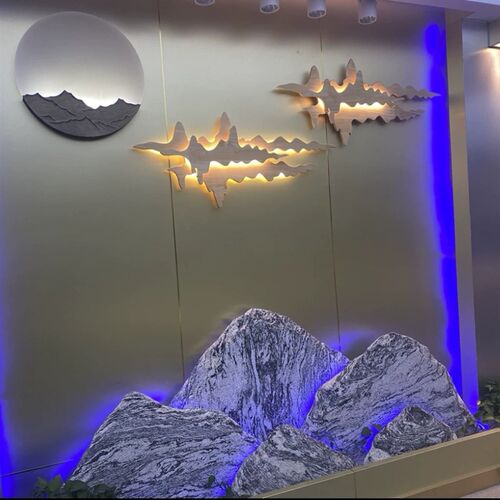 雪浪石切片组合天然造景大型泰山石雕小假山枯山水室内庭院景观石