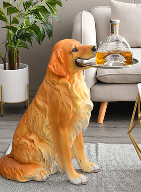 电视柜旁边落地摆件创意家居客厅沙发旁装饰大号仿真动物狗狗摆设