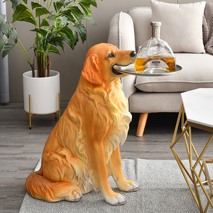 电视柜旁边落地摆件创意家居客厅沙发旁装饰大号仿真动物狗狗摆设