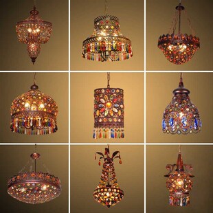 东南亚泰式创意吊灯漫咖啡摩洛哥酒吧餐厅过道卡座网咖彩色复古灯