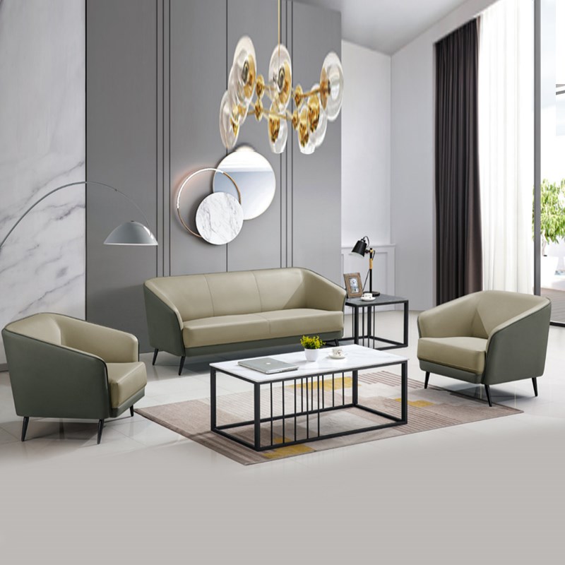 办公沙发简约现代商务会客沙发接待休闲三人座办公室沙发茶几组合