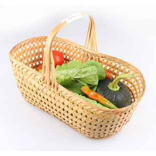 竹编制品菜篮子环保天然农家竹编篮子购物手提篮竹篮子水果篮