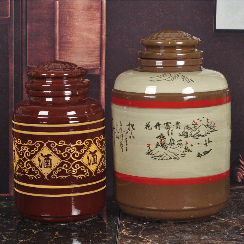 密封土陶米酒坛陶瓷水酒缸10/20/50/100斤酿酒罐泡药酒瓶醋壶家用