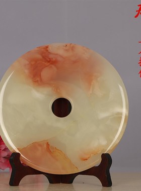 平安扣摆件天然玉石创意家居摆设中式客厅办公桌玉盘玄关工艺礼品