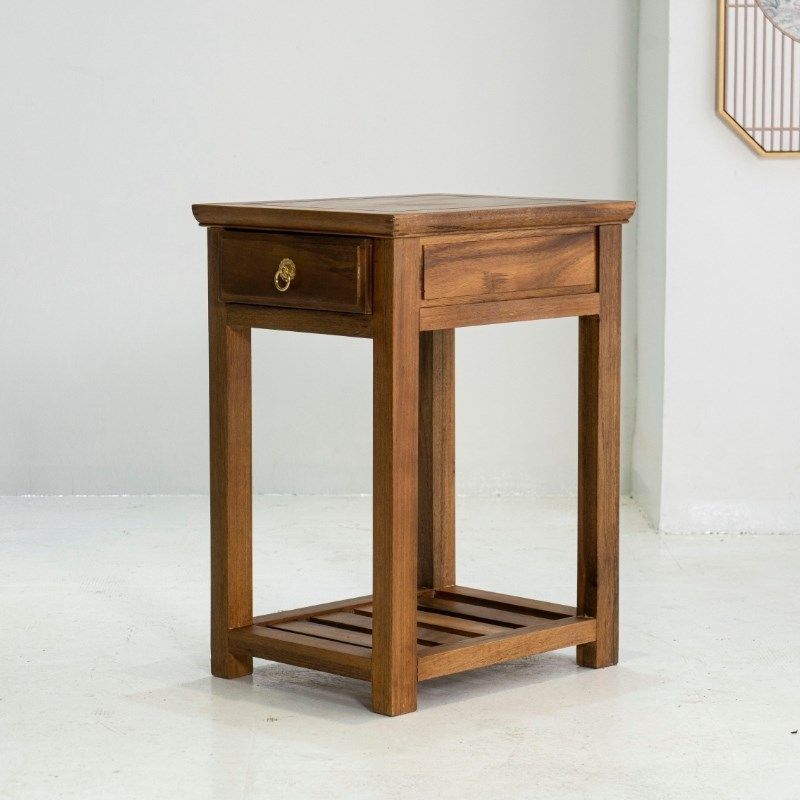 南美胡桃木沙发拐角边几家用盆栽花架靠墙茶边柜多功能单抽茶水柜