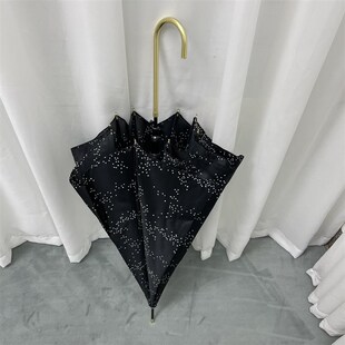 直骨自动黑色星星伞弯柄金色小清新简约风格 雨伞日系风长雨伞星空
