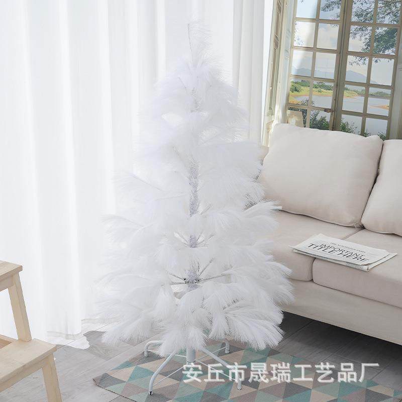 新款粉色尖头喷雪迷你圣诞树网红圣诞雪花桌款橱QAV面窗摆装件饰