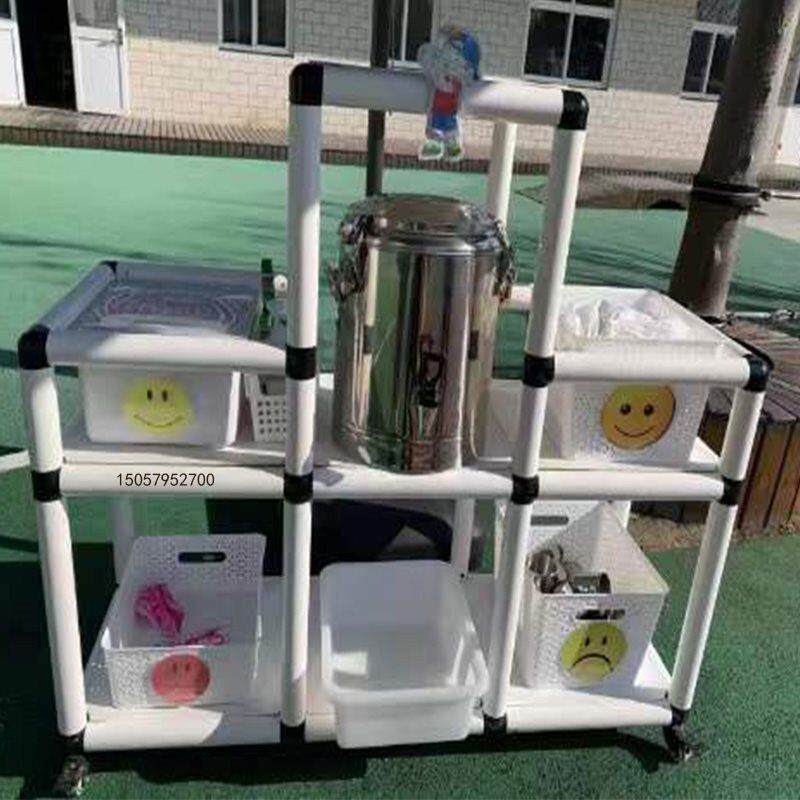 幼儿XXQ物园水具桶收纳柜积木玩移动收纳车户外储柜塑料篮筐收纳