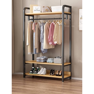 衣帽架落地卧室衣架带镜子组合家用简约现代加粗置物架收纳挂衣架