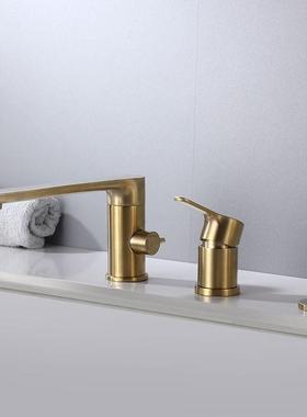 广旋YY030006东龙白色全铜加长嘴浴缸龙头冷热可转边缸座式三孔浴