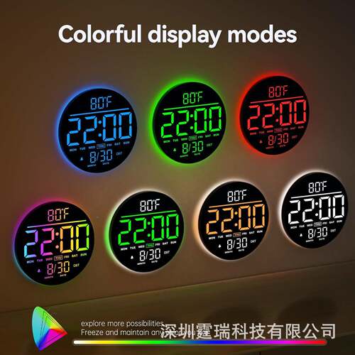 10炫英寸屏幕大闹数字挂钟带定时器调光P10器LED显示屏型8种彩色