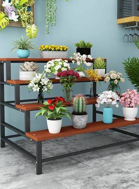 花店展架阳台花艺客厅落地花架多层铁鲜花架子花AL102103瓶示束帆