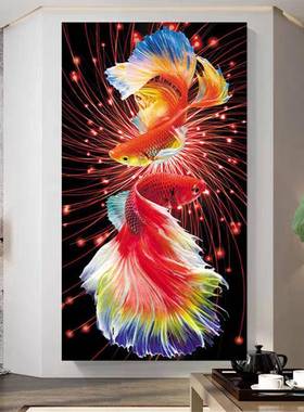 火红锦KX100060鱼十字绣成品不带框已纯手工出售好的2025新款客鲤