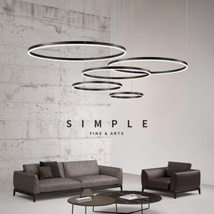 客厅吊极简大气客厅灯现式 代简约法轻灯奢五圆环卧室餐ELS厅灯048