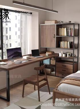 转角实木电竞电脑桌书柜组用合书双人书桌XPT架体家学生学习一桌
