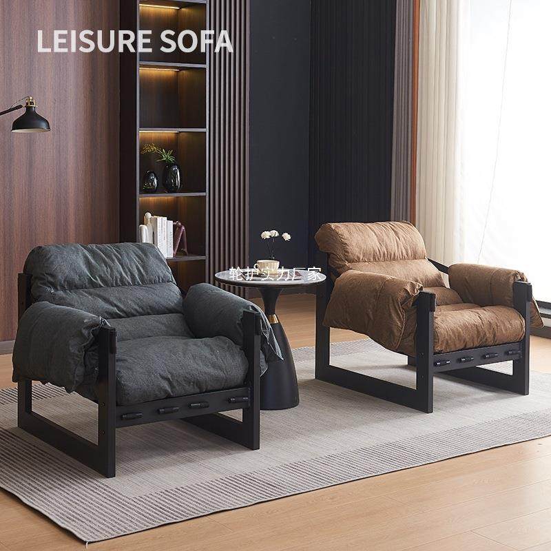 中古风艺单人布CE沙发小户型客厅现代简约可躺可懒人沙发睡西泽岛