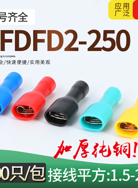 FDFD2-250母全绝缘套接线端子端头插簧接线冷压端头铜鼻子1000只